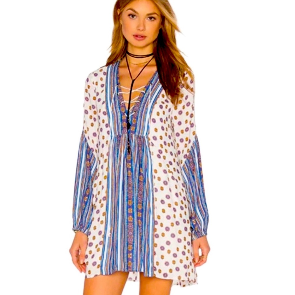 Free People Rain or Shine Tunic Dress super cute pockets! Small stain in photos